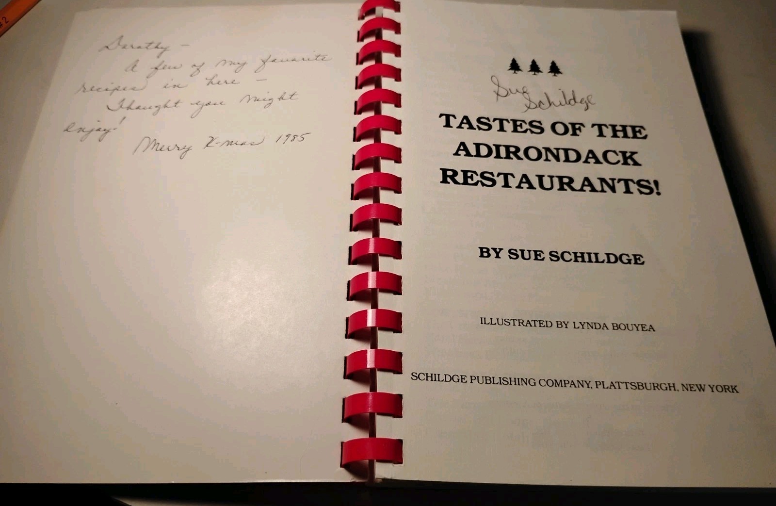 SIGNED 1st Ed TASTES OF THE ADIRONDACK RESTAURANTS Sue Schilidge Cookbook NY