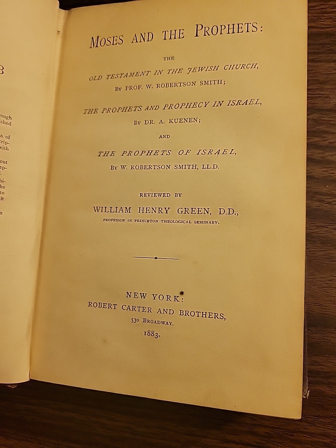 MOSES AND THE PROPHETS 1883 NICE CONDITION
