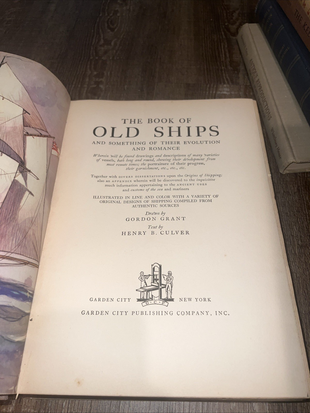 The Book of Old Ships, by H. Culver, illustrated by Gordon Grant, 1935, 1st Ed.