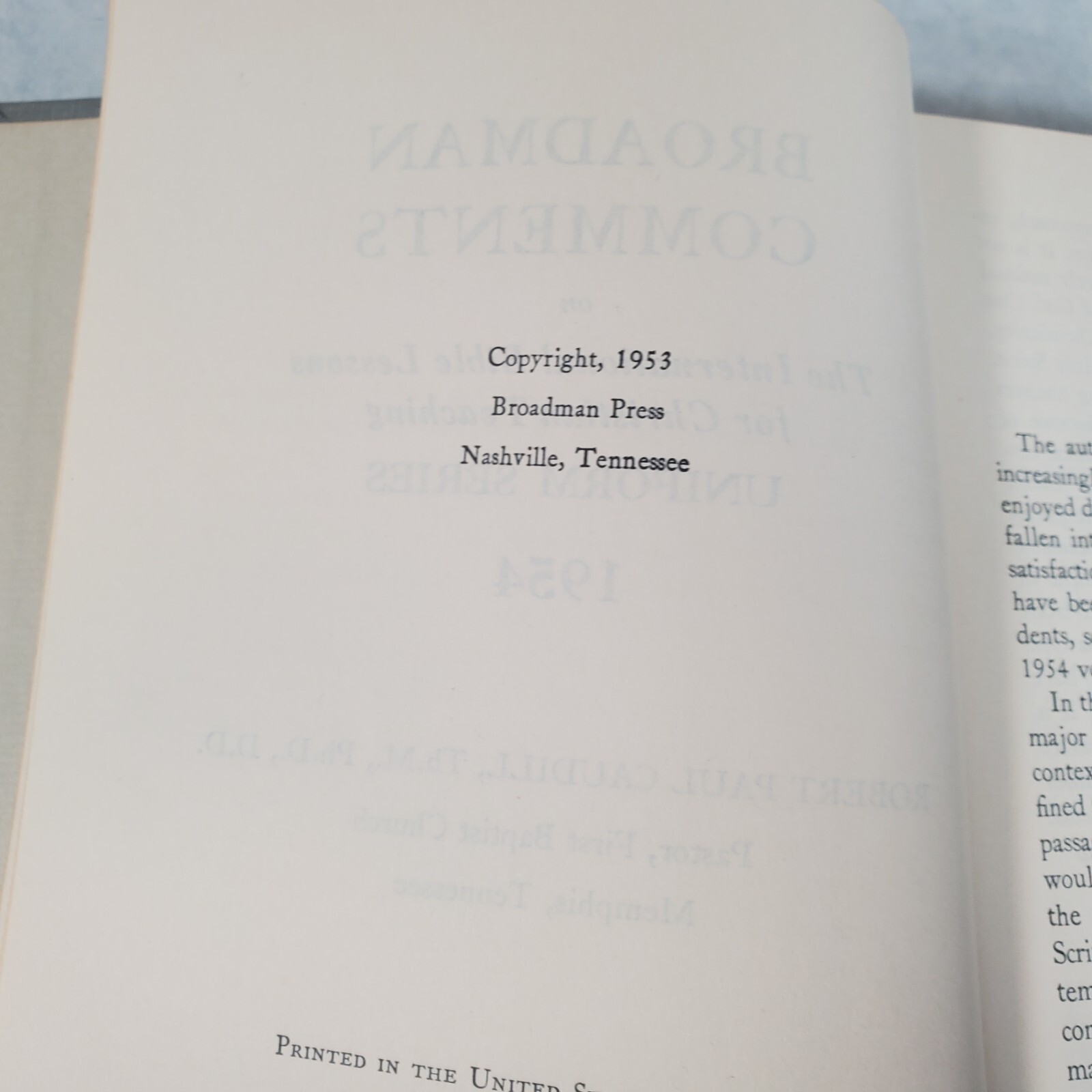 Broadman Comments: Sunday School Lessons, 1954 & 1957 by Robert Paul Caudill