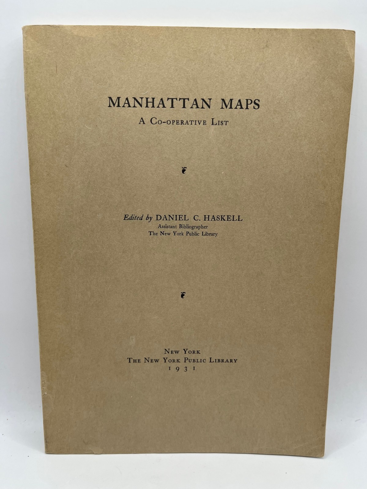 MANHATTAN MAPS ~ A Co-operative List ~ 1931 New York Public Library Catalog