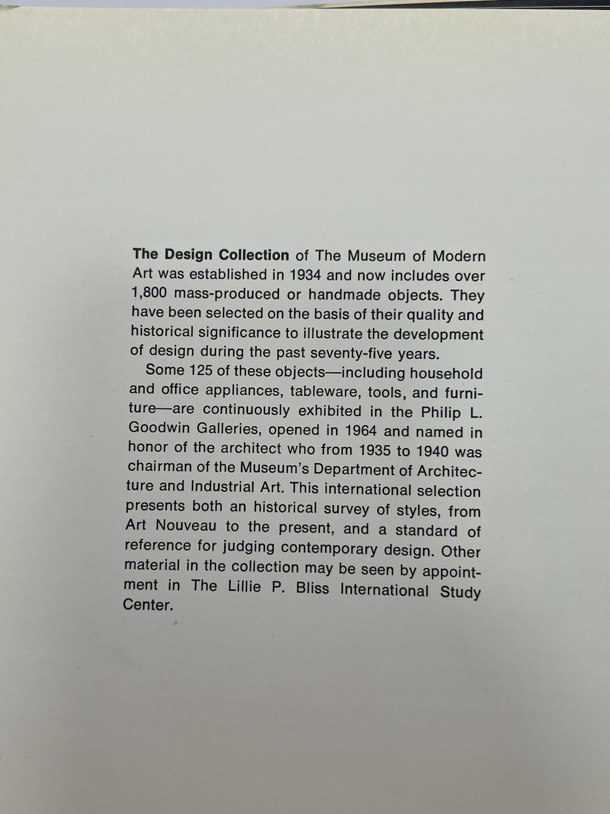 THE DESIGN COLLECTION SELECTED OBJECTS MUSEUM OF MODERN ART BOOK 1970