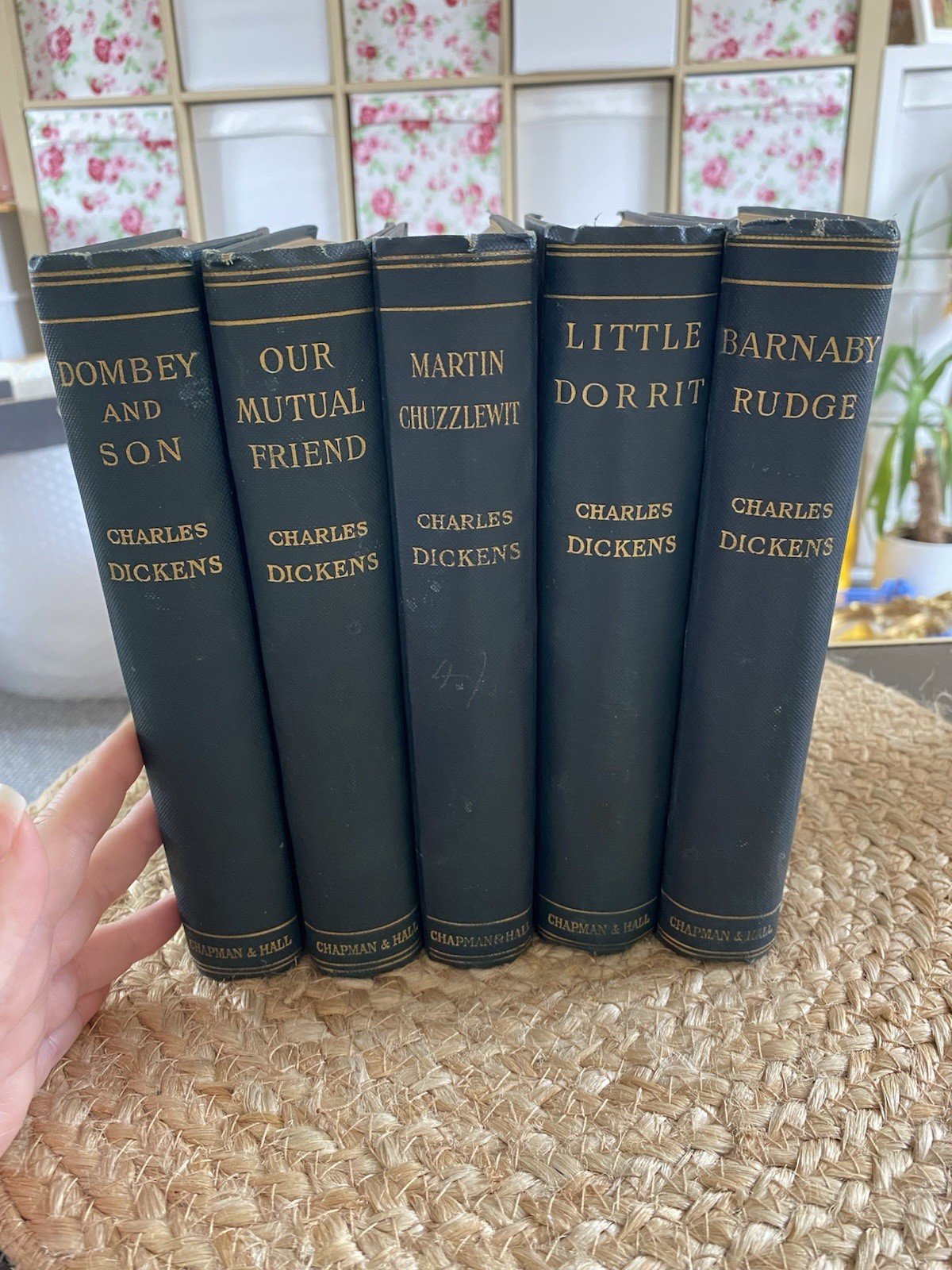 Set of 5 Vintage Antique 1907 Charles Dickens Books