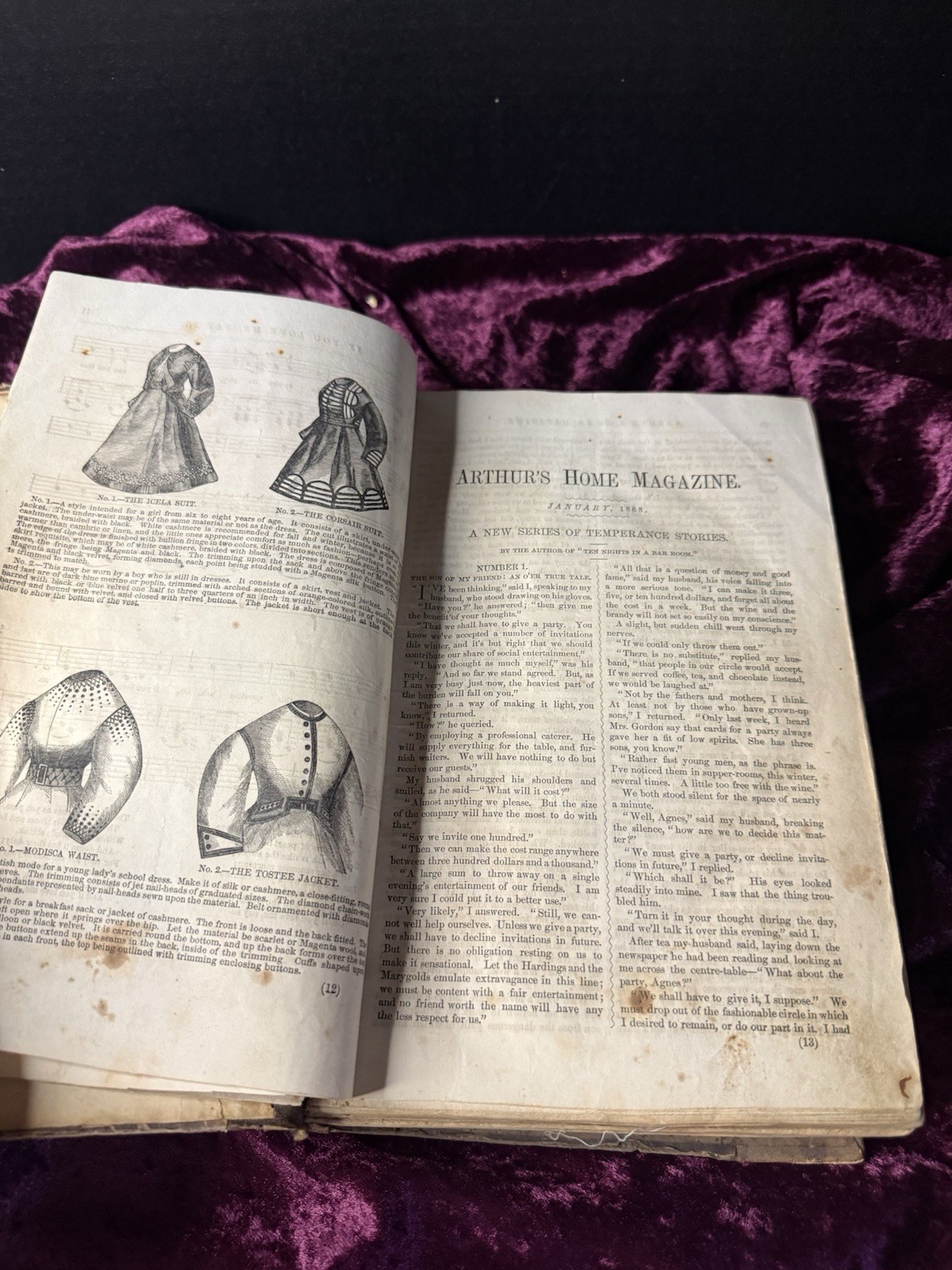 Antique Victorian Ladies Fashion 1868 Arthur’s Home Magazine Illustrated