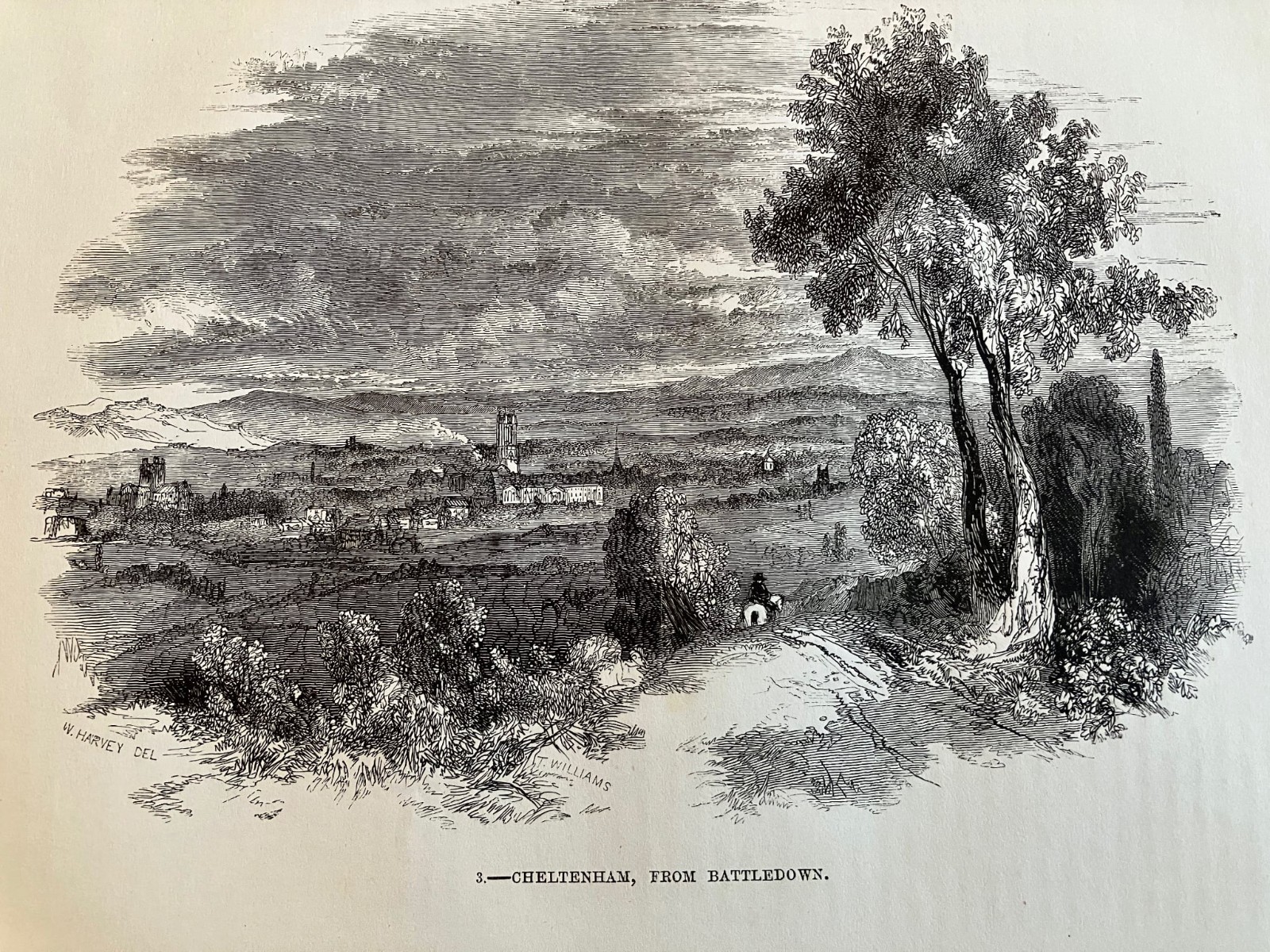 1849 Antique Print of Cheltenham From Battledown Fine Antique Print