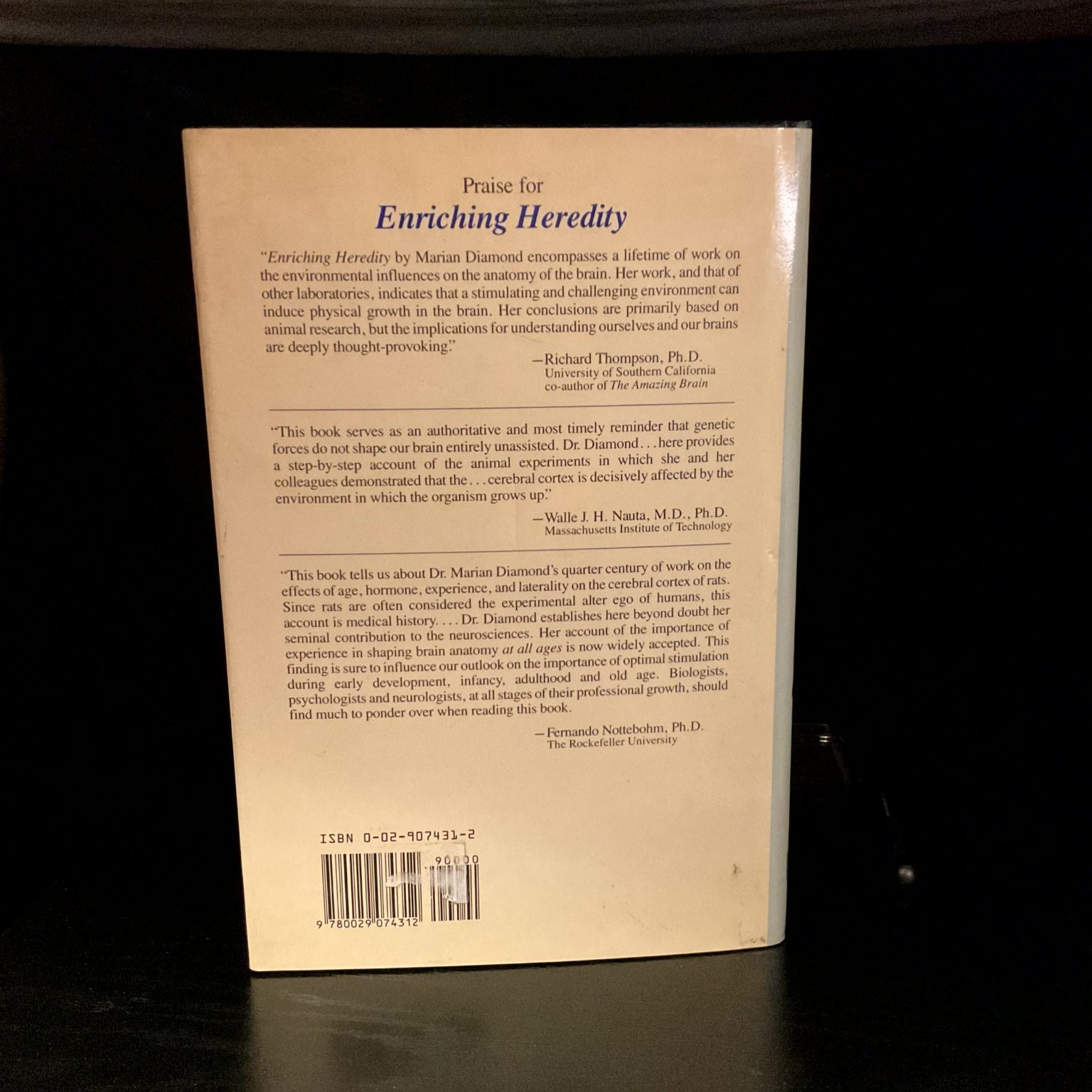 Enriching Heredity Marian Cleeves Diamond 1st Edition 1988 Illustrated Brain