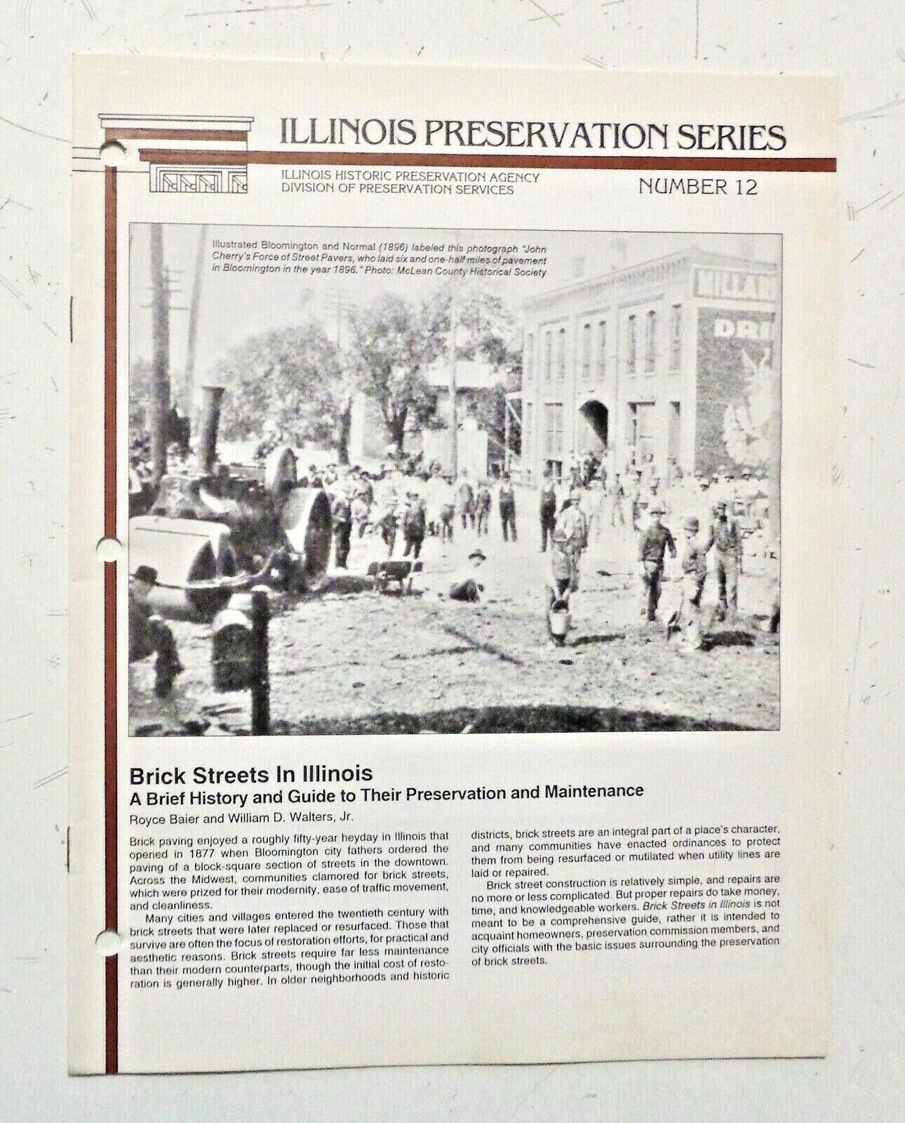 BRICK STREETS in ILLINOIS- Architectural History Design Preservation Maintenance