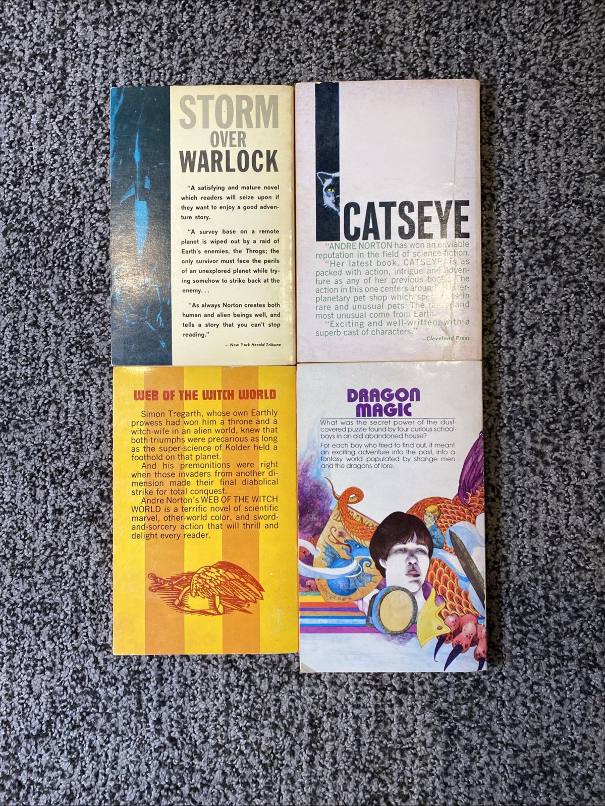 LOT of 4 Vintage ACE PB Books by ANDRE NORTON Catseye, Dragon Magic, Warlock …