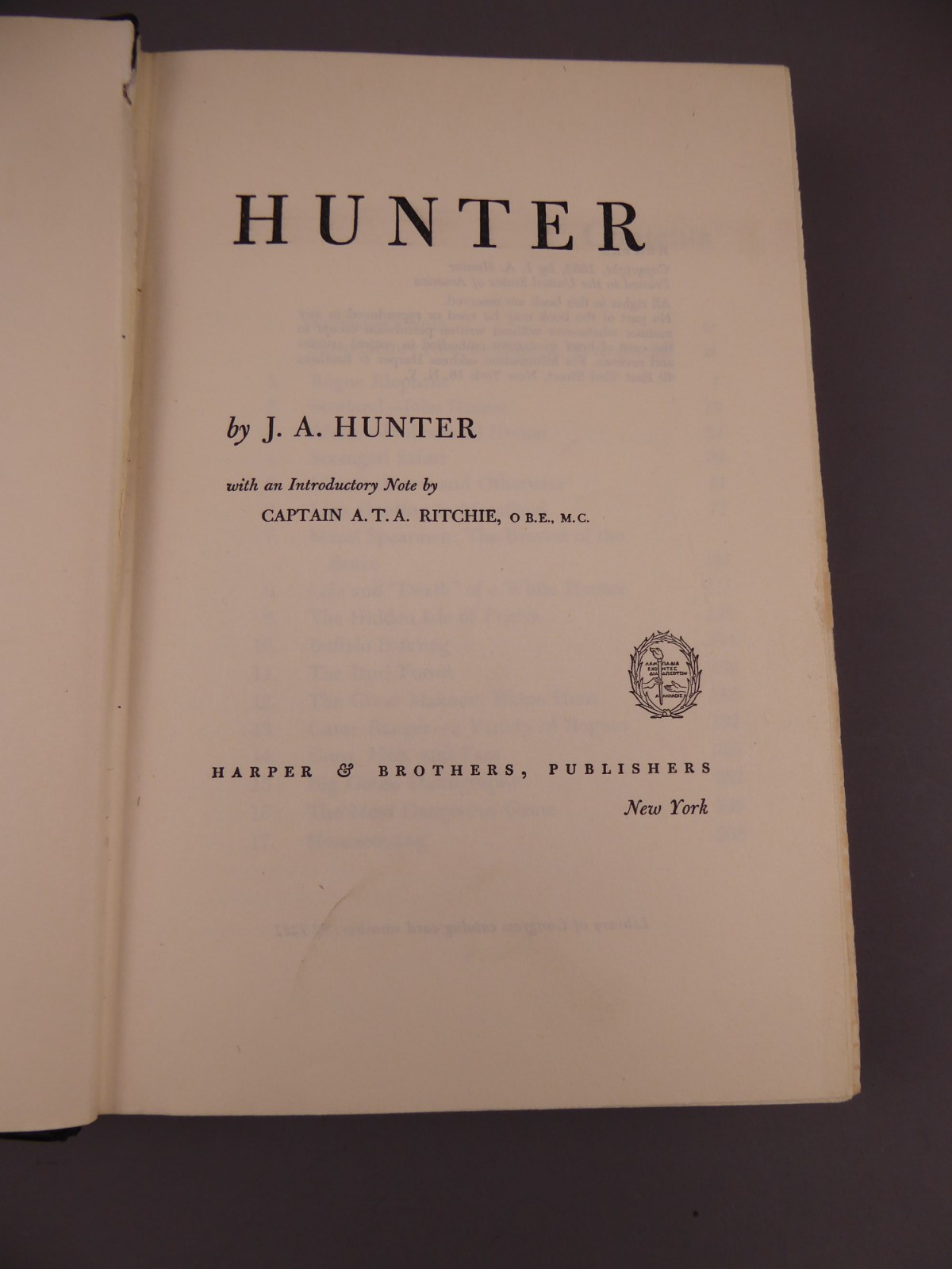 Hunter by J.A. Hunter 1952 Hardcover / 1st Edition