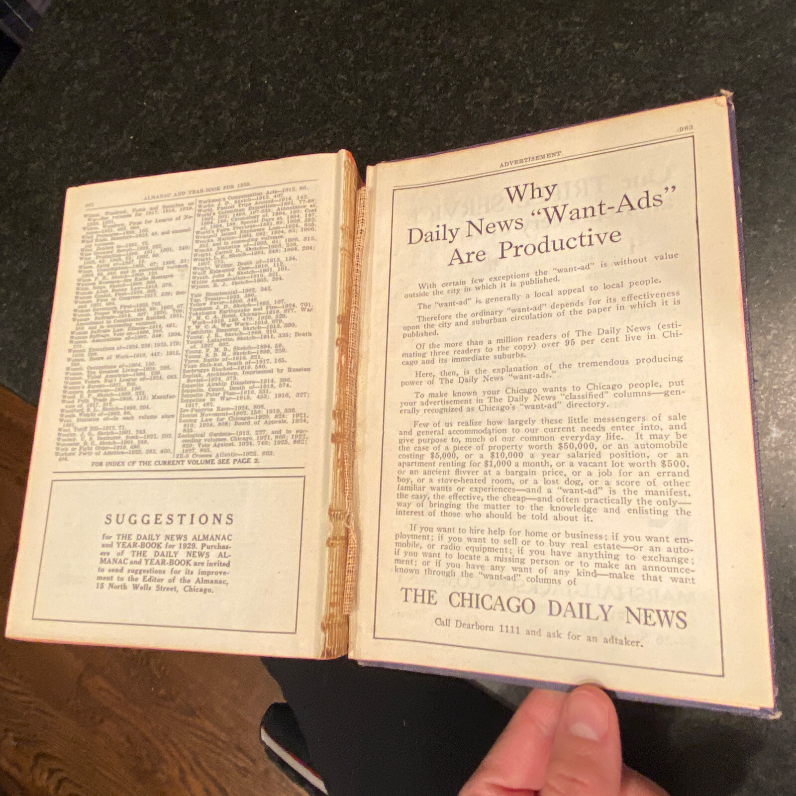 The Daily News Almanac and Year Book 1928 Chicago Daily News Local Ads