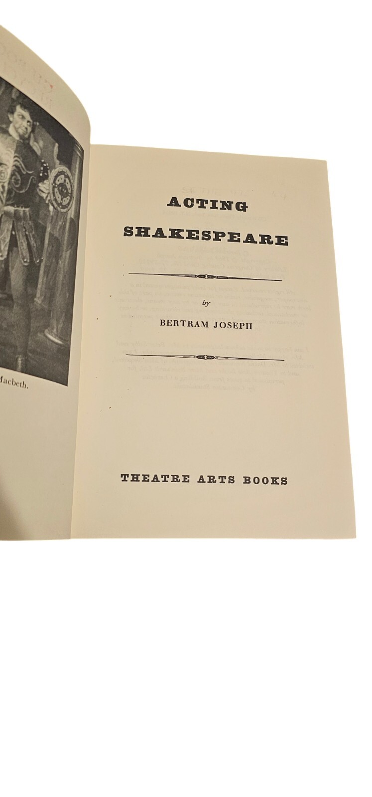 Acting Shakespeare Bertam Joseph 1981 Third Edition Book
