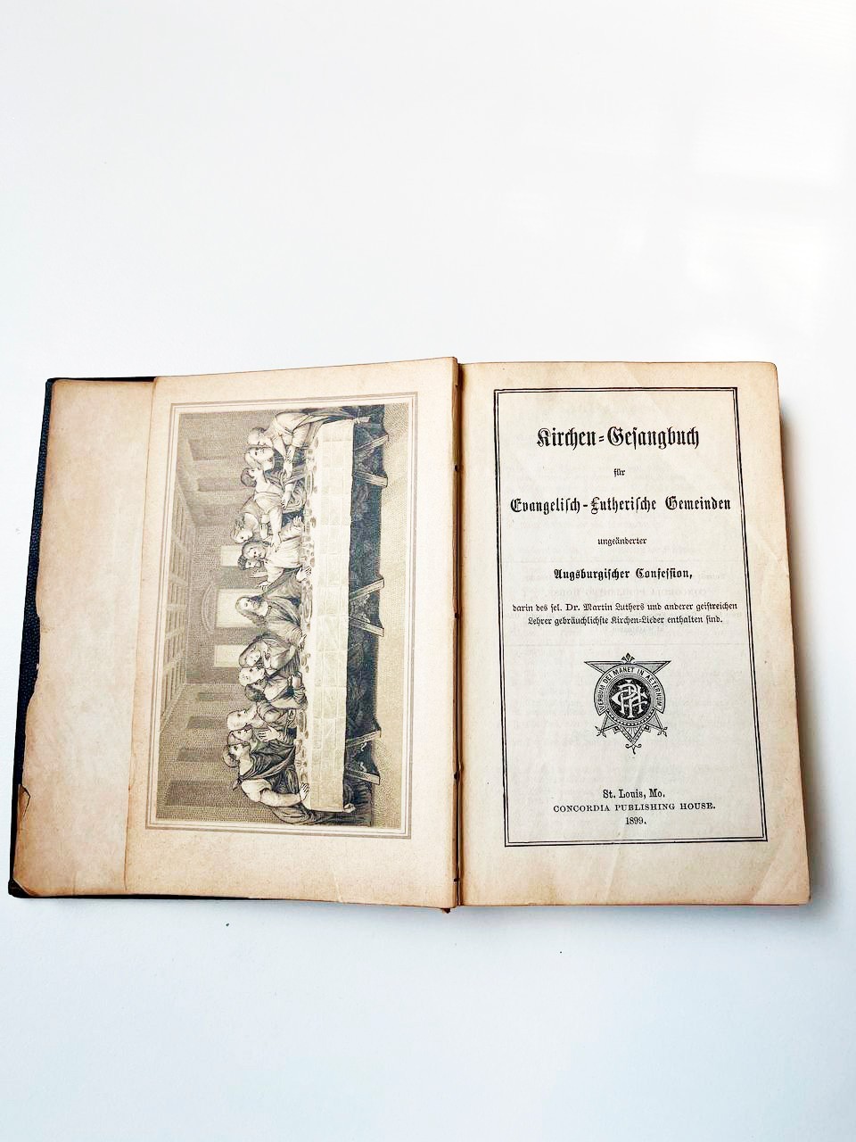 1899 German Lutheran Kirchen Gesangbuch Concordia St Louis Hymnal Antique Book