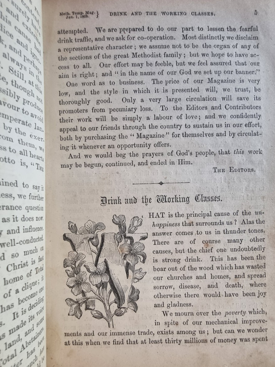 1868 Methodist Temperance Magazine First Year Vol 1 Half Leather Wesleyan
