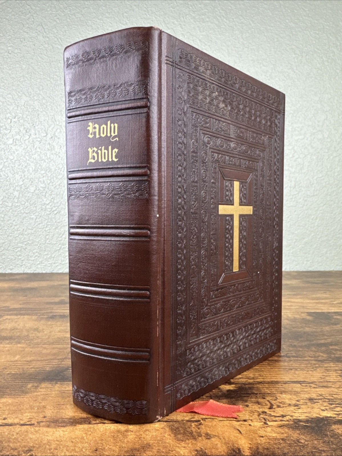 Vintage 1953 Holy Bible Catholic Family Edition John J Crawley Illuminated Art