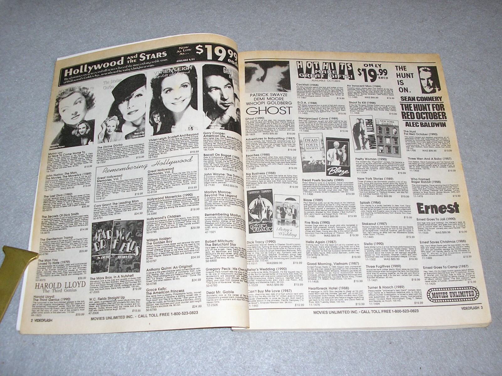 Vintage VHS Movie Book Catalog Film Movies Tapes Unlimited Video Flash Fall 1991
