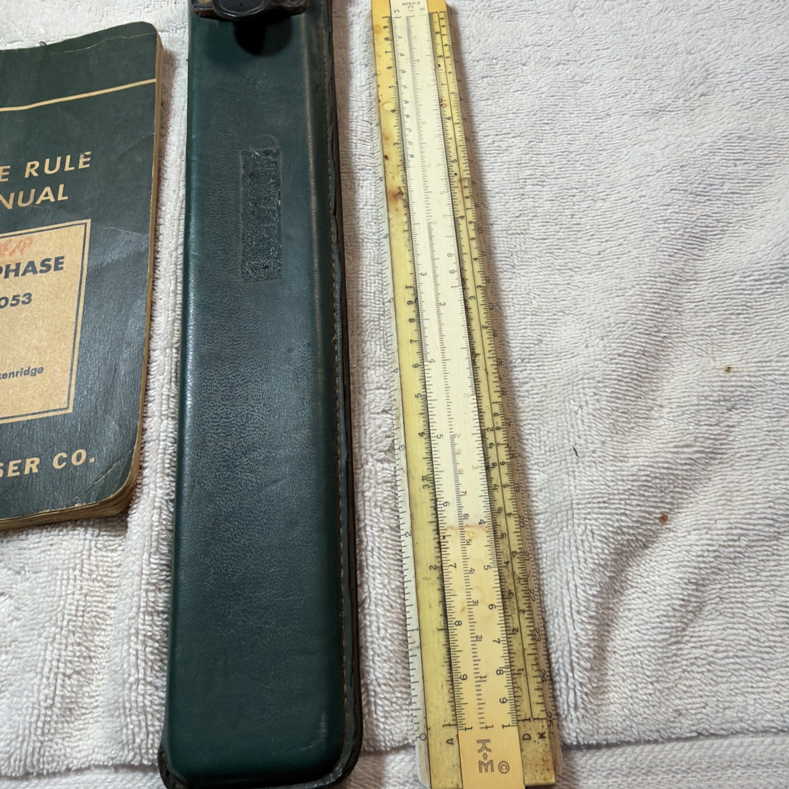 1954 K&E Keuffel Manual Polyphase Slide Rule Book No. 4053 W/ broke slide rule.