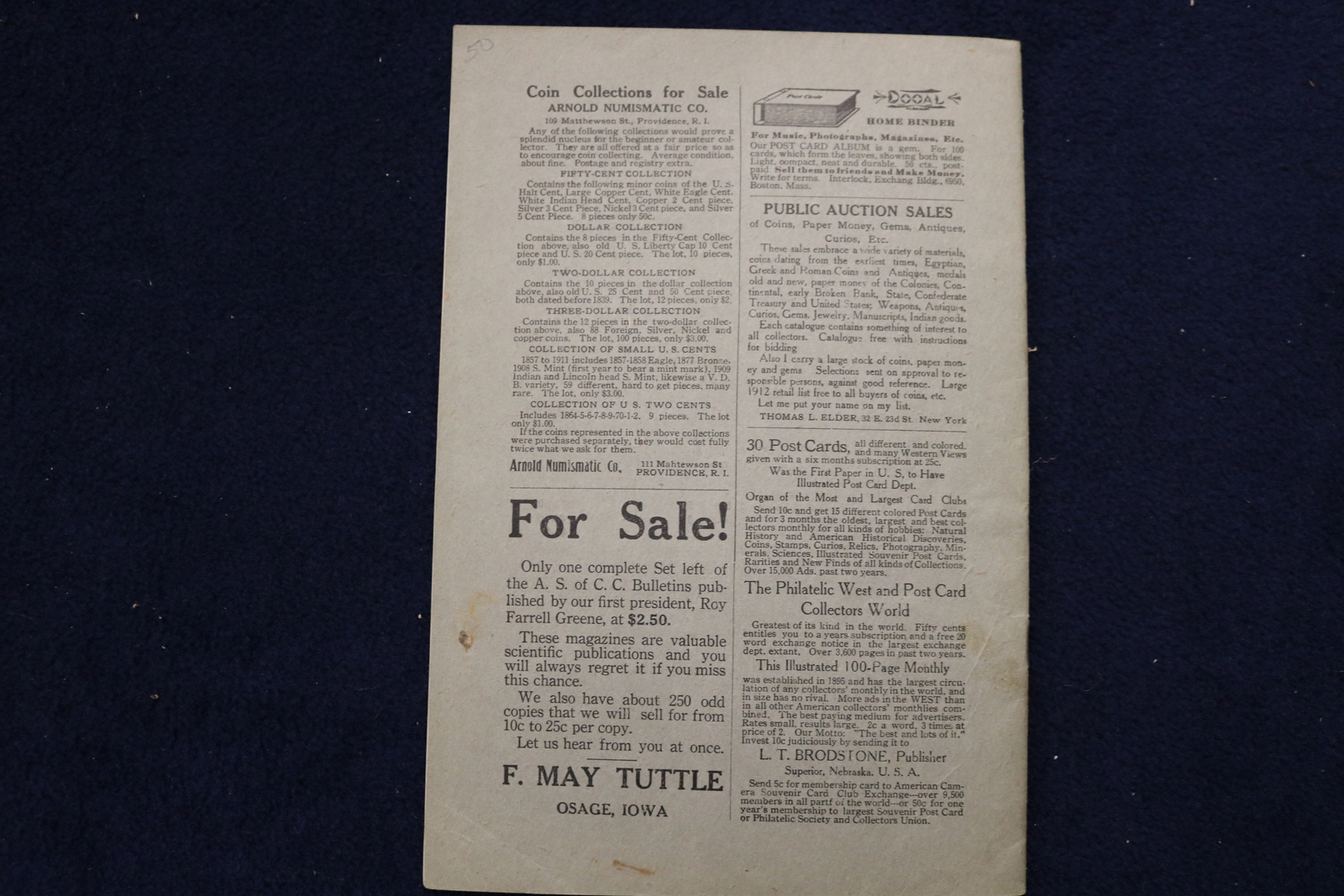 1912-1914 THE CURIO COLLECTOR QUARTERLY MAGAZINE – LOT OF 3 – K 1625
