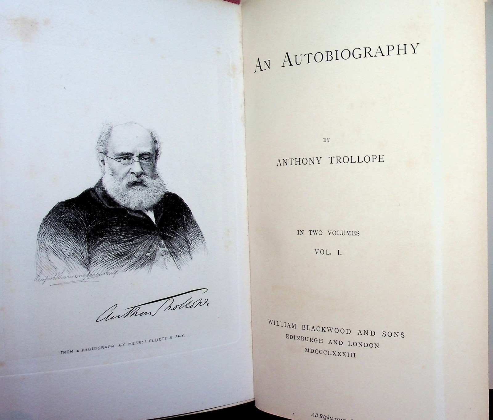 Anthony Trollope / An Autobiography 2 vols 1st 1st Edition 1883