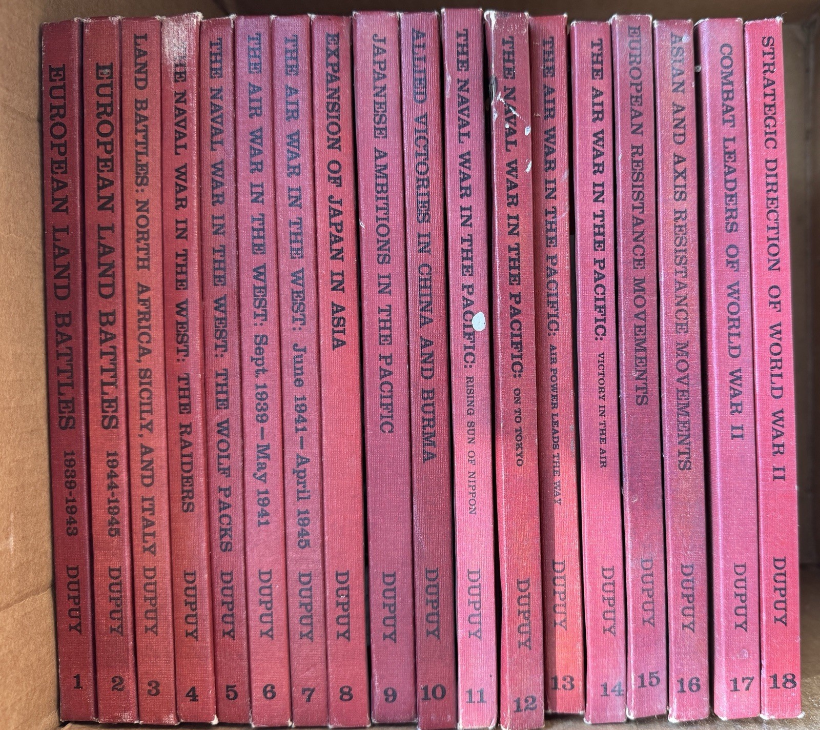 The Military History Of World War II Vol 1-18 Trevor Dupuy COMPLETE SET HC 1960s