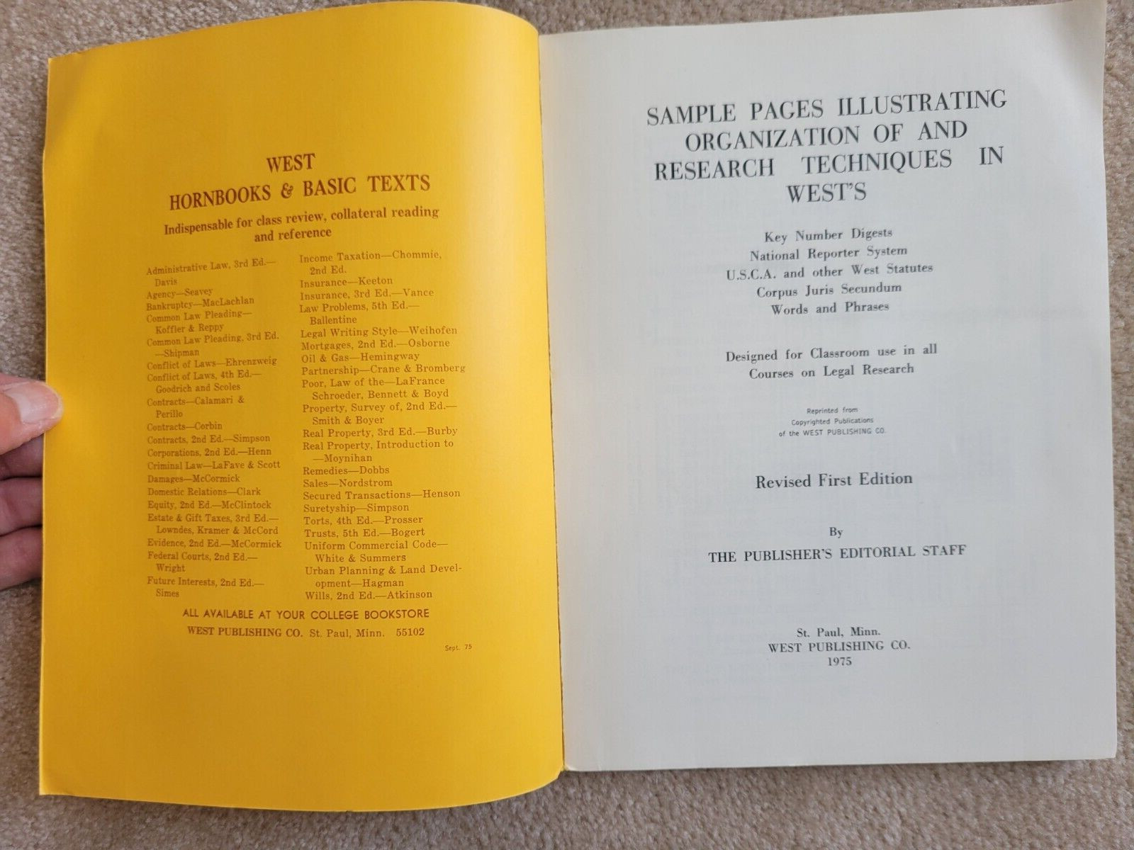 West Publishing Co. – SAMPLE PAGES ILLUSTRATING ORGANIZATION Revised 1st Edition