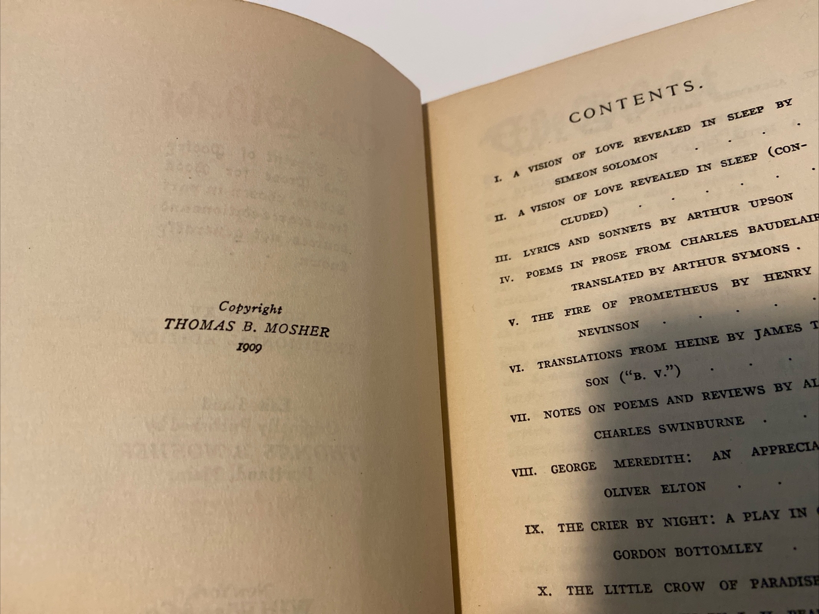 THE BIBELOT, VOLUME XV by Thomas B. Mosher 1909 Great condition Over 100 yrs old