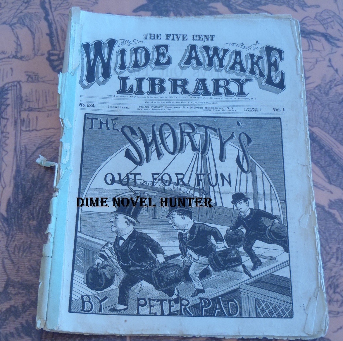 WIDE AWAKE LIBRARY #534 PETER PAD FRANK TOUSEY 6 ILLUSTRATION COMEDY DIME NOVEL