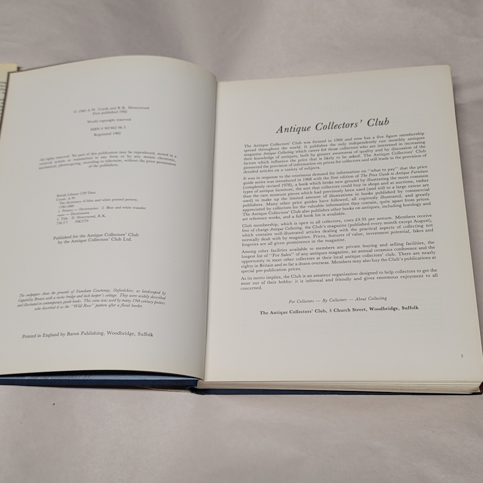 Dictionary Blue White Printed Potter 1780-1880 Reference Book
