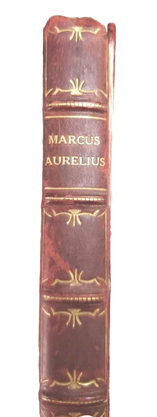 Antique Leather Marcus Aurelius Thoughts Stoicism 1900s Gilt Rebound Stamp Work