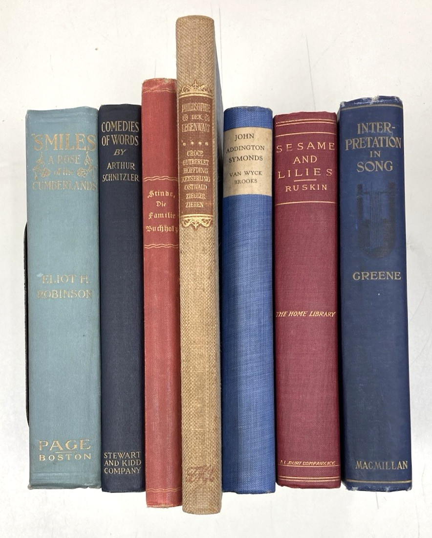 Lot of 7 Books Multicolor Cloth Staging Display Antique Old Vintage