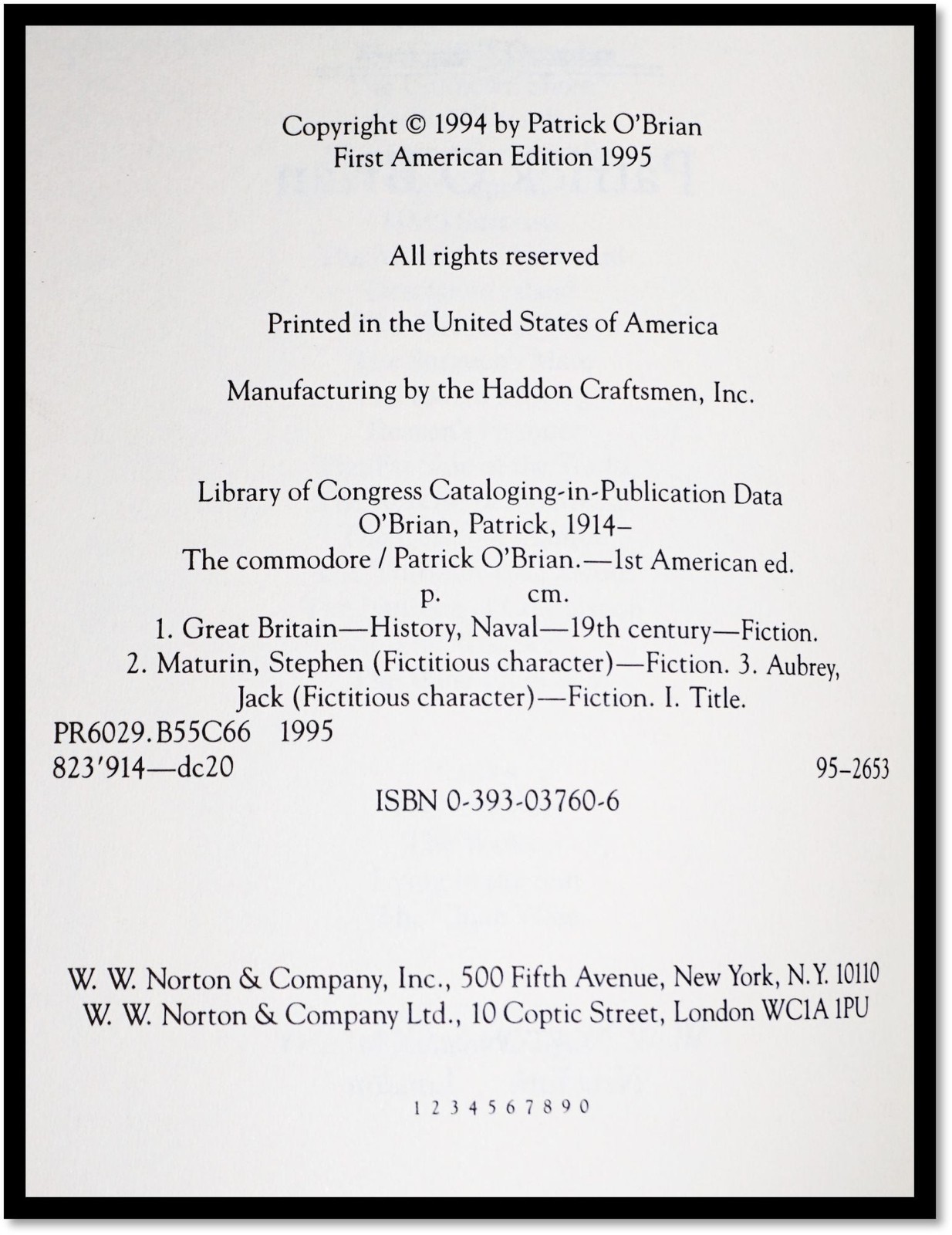Patrick O’Brian, Book 17 / The Commodore 1st Edition 1995
