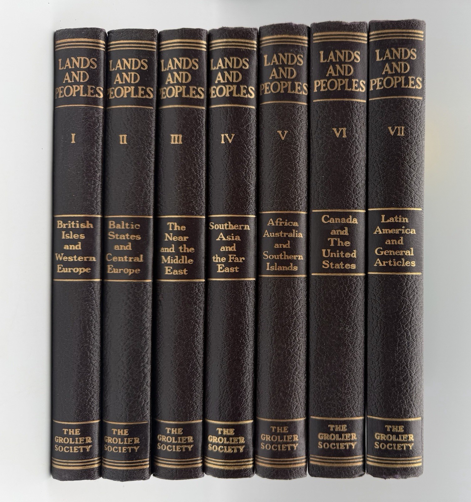 1955 Lands and Peoples Encyclopedia Complete 7 Volume Set Grolier Society HC
