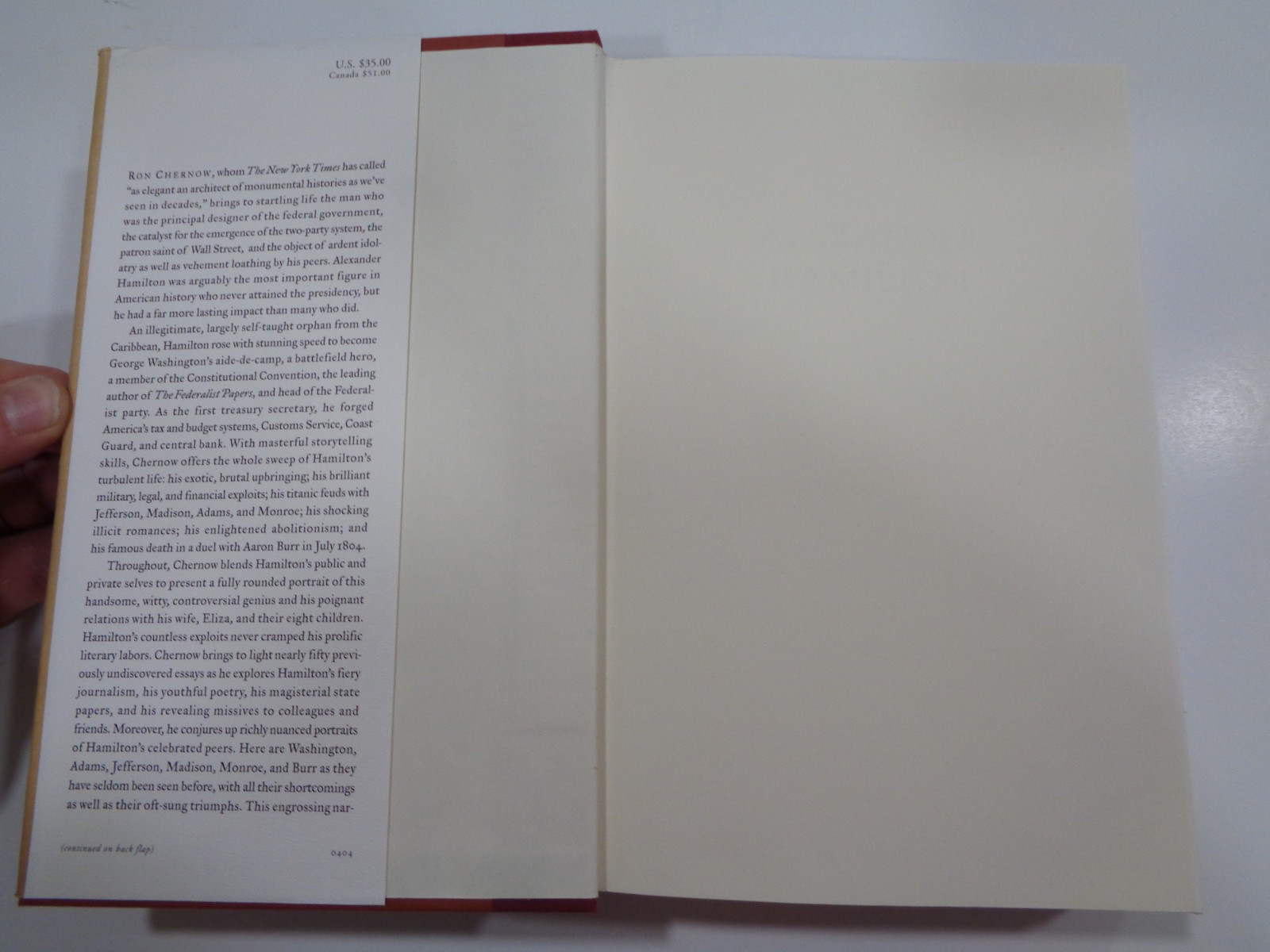 Ron Chernow SIGNED Alexander Hamilton HBDJ 1st Printing Hardcover w/ Dustjacket