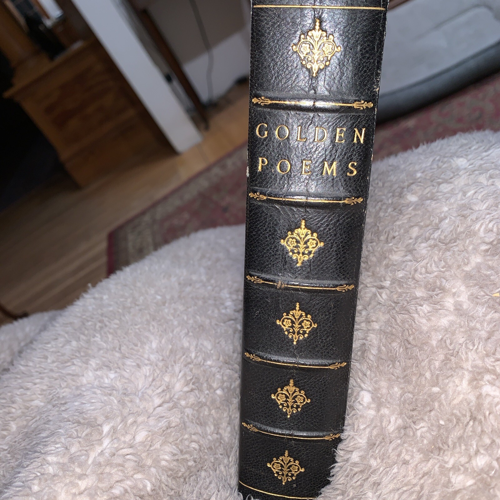 Leather book – “Golden Poems” by British and American authors. Hand cut Pages.