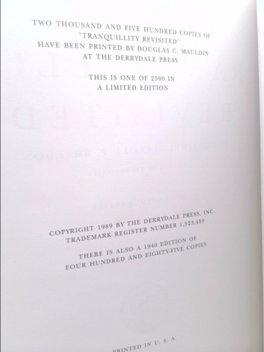 Tranquility Revisited / by Colonel Harold P. Sheldon; with colour… (Ltd Ed)