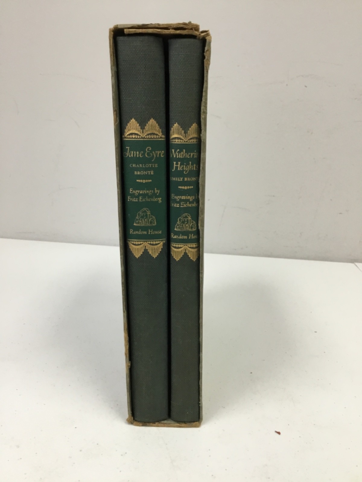 2 Brontë Books. 1944 HC w/Slipcase, Wuthering, Jane Eyre Illust. Eichenberg
