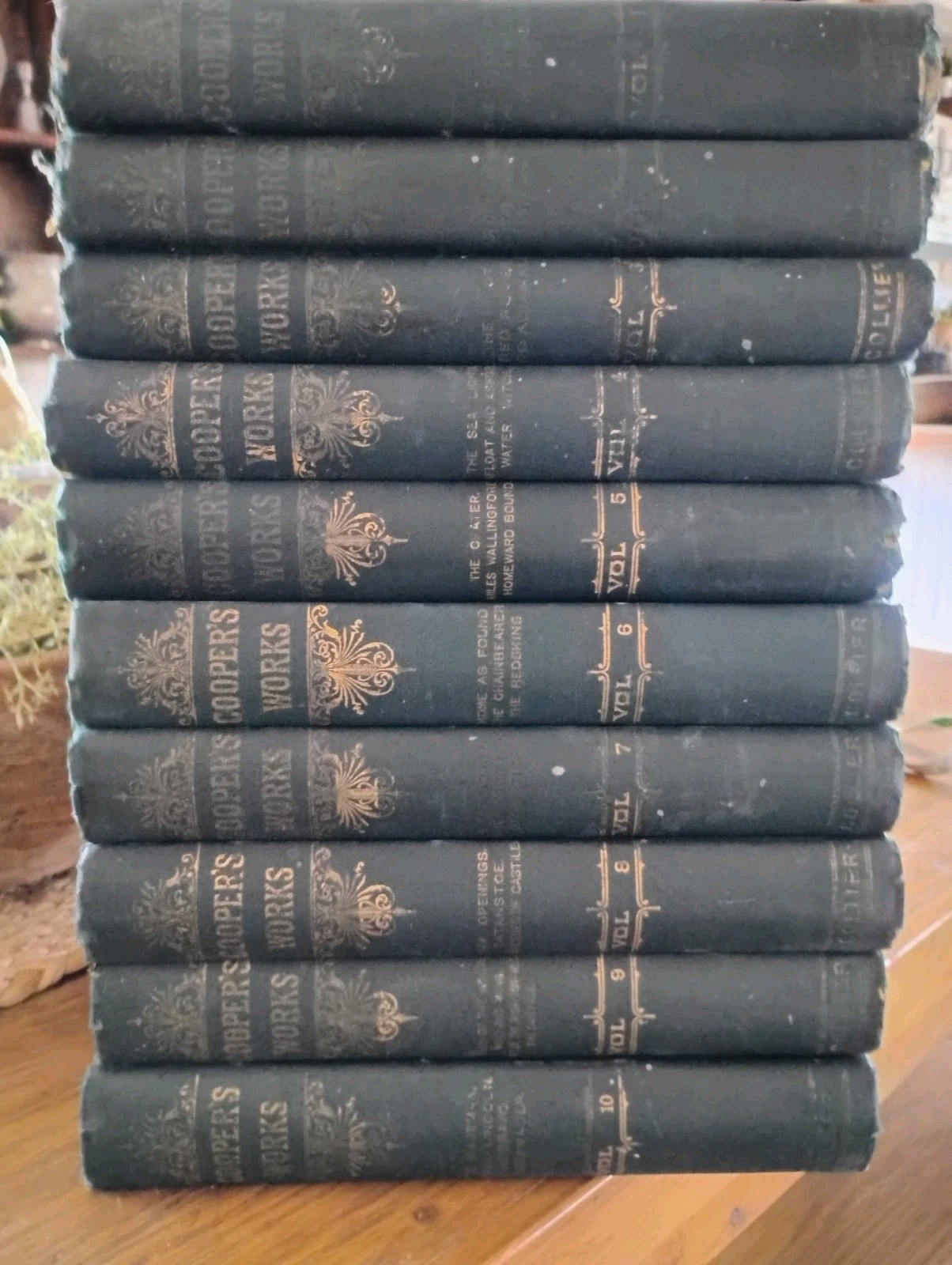 Antique Complete Works of J. Fenimore Cooper 10 Book Set Lot Volumes 1892 Blue