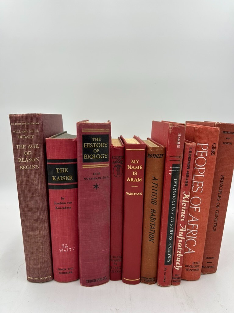 Vintage Book Lot of 10 RED Old Antiquarian Rare Decoration Hardcover Books