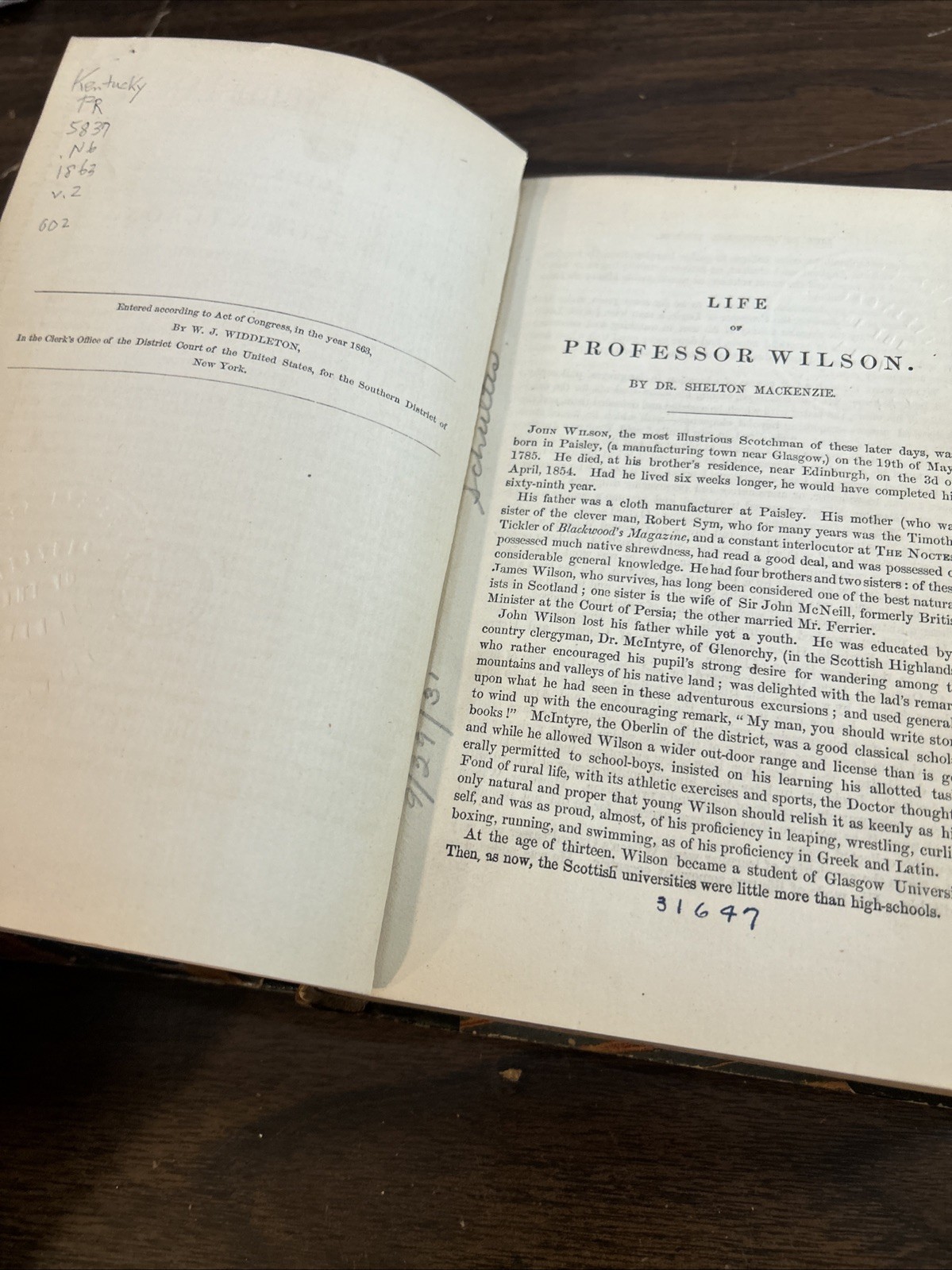 John Wilson / NOCTES AMBROSIANÆ w/ Memoirs and Notes by R. Shelton Mackenzie