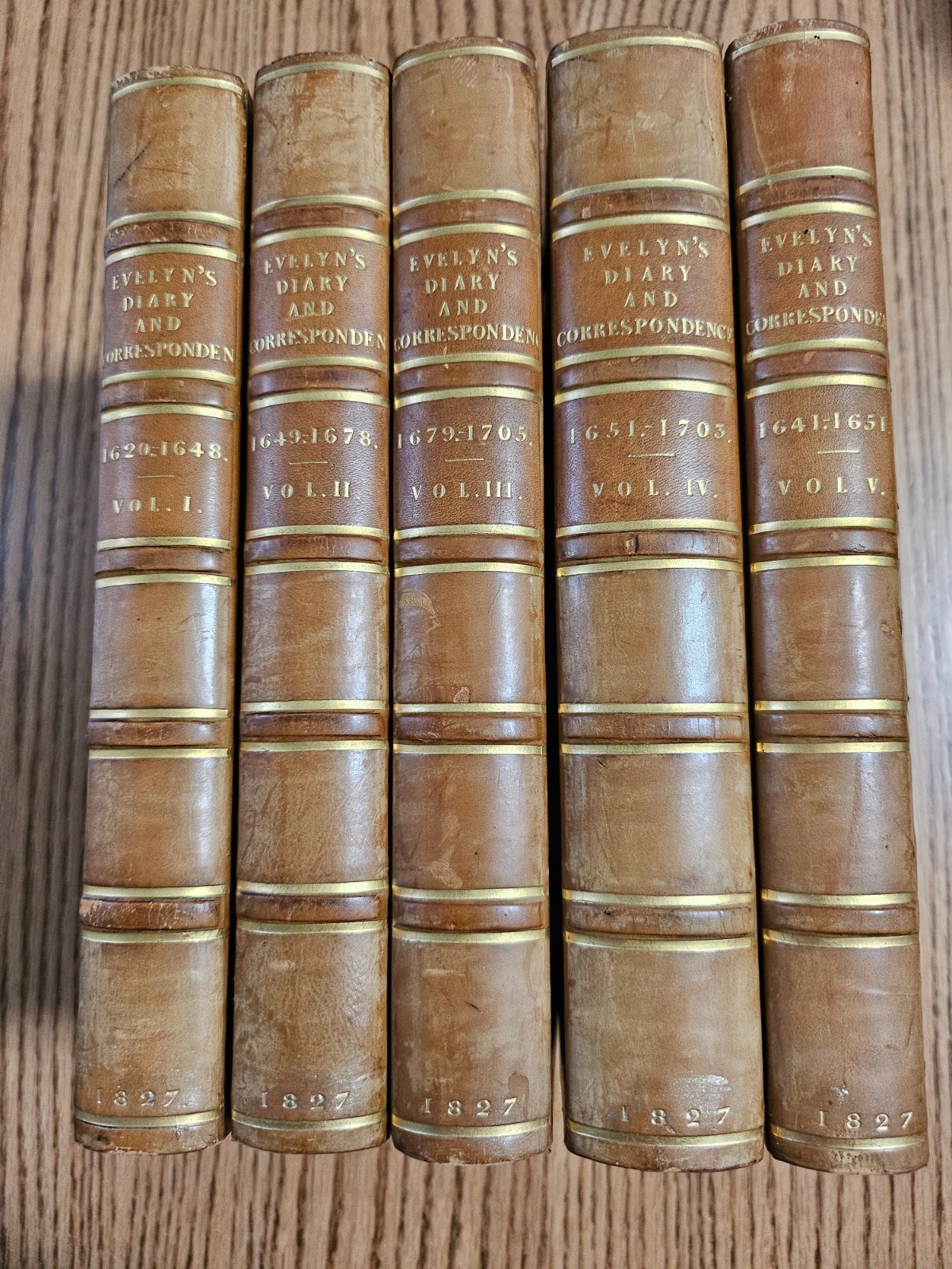John Evelyn’s Diary and Correspondence 5 Volumes First Edition 1827