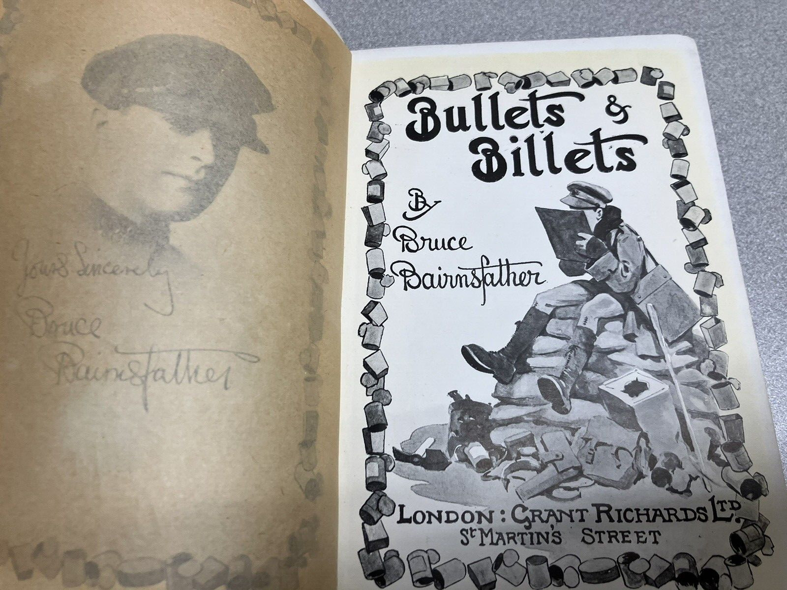 Mud & Mufti + Bullets & Billets by Bruce Bairnsfather Vintage 1910’s (Lot of 2)