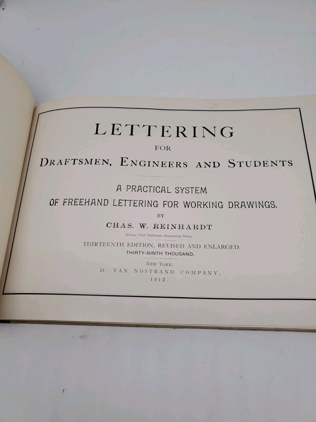 N15 ANTIQUE Lettering for Draftsmen Engineers Students Reinhardt Copyright 1912