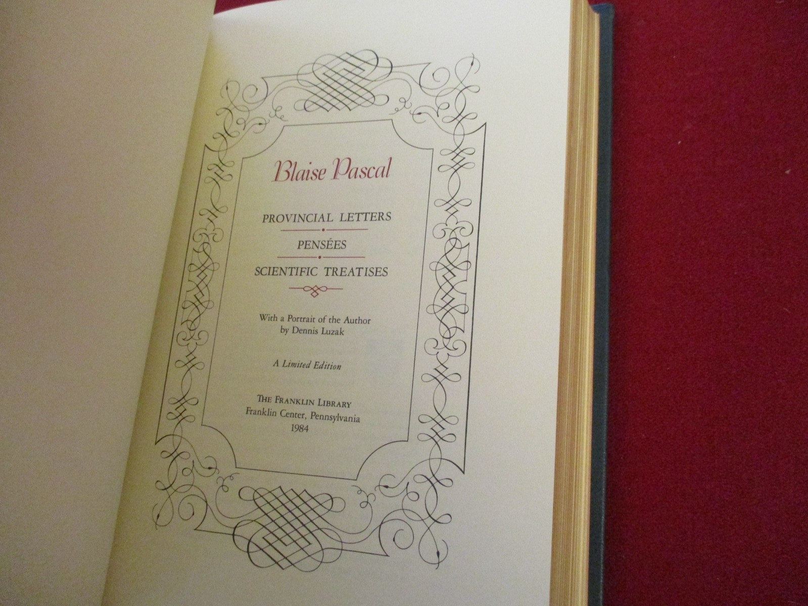 Pascal ~ Provincial Letters ~ Pensees ~ Scientific Treatises ~ Franklin Library