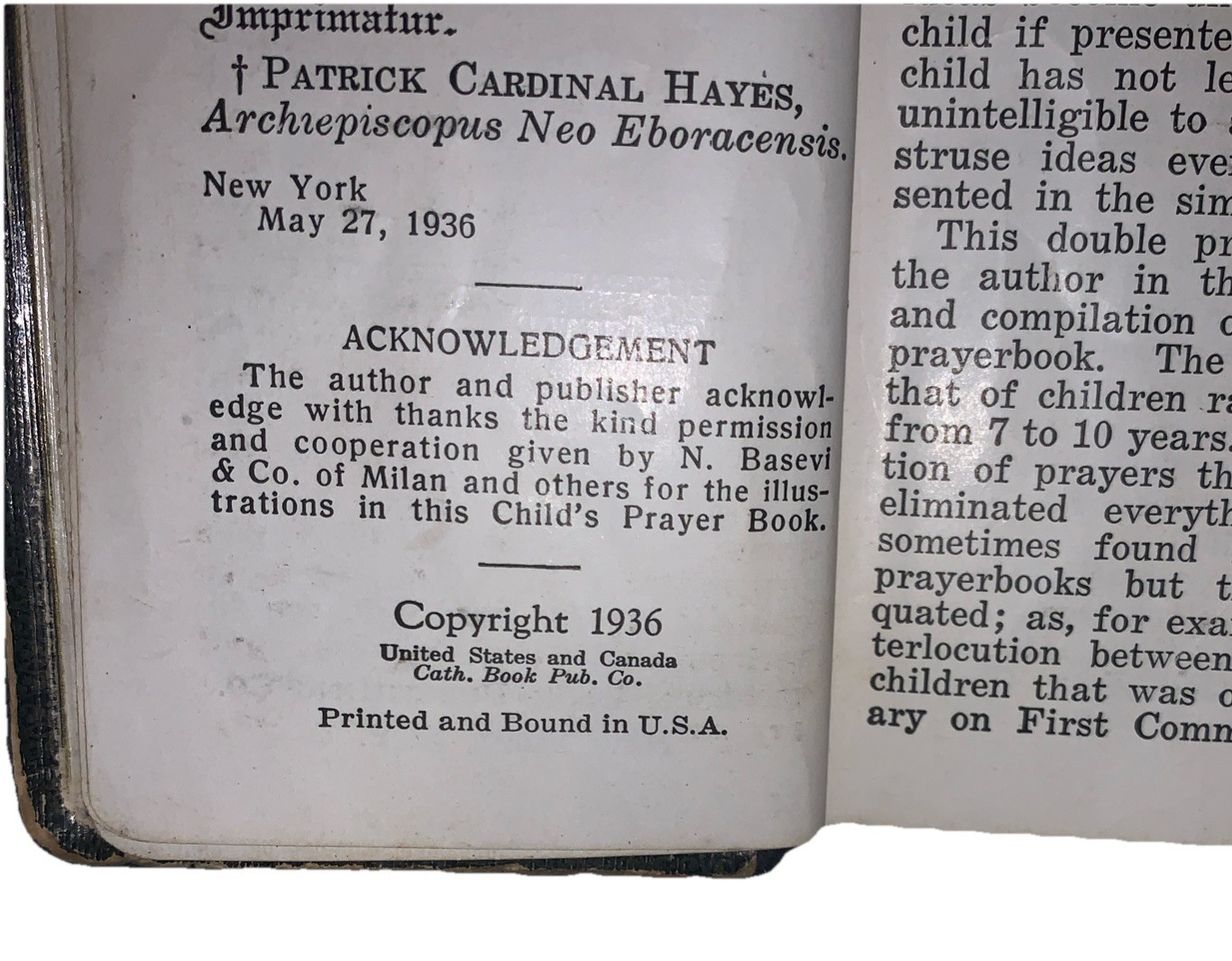 PRAY ALWAYS Child Prayer Book Rev. Alphonse Sausen Crucifix Inside 1936