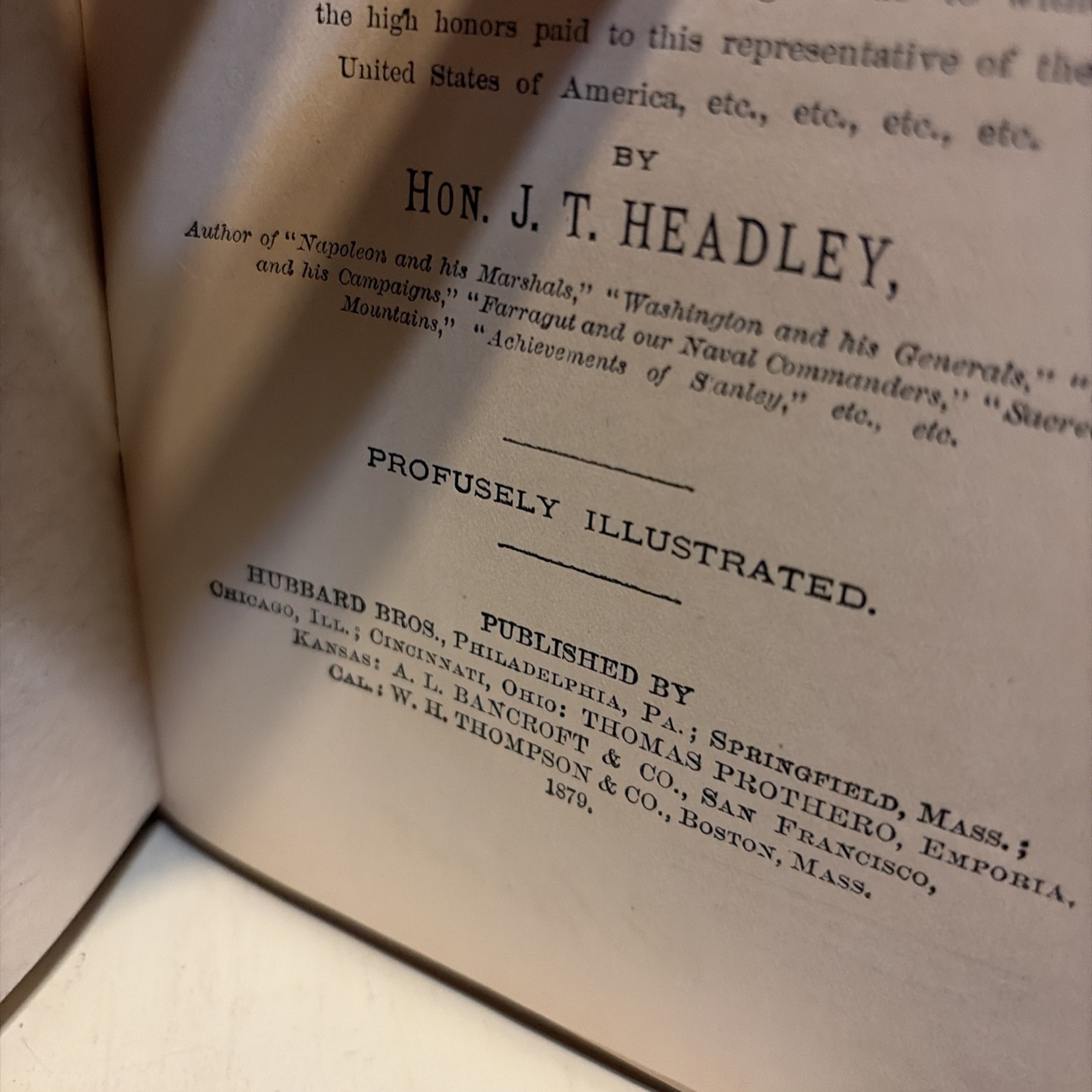 The Life and Travels of General Grant Hon Headly 1879 Antique Book Hubbard Bros.