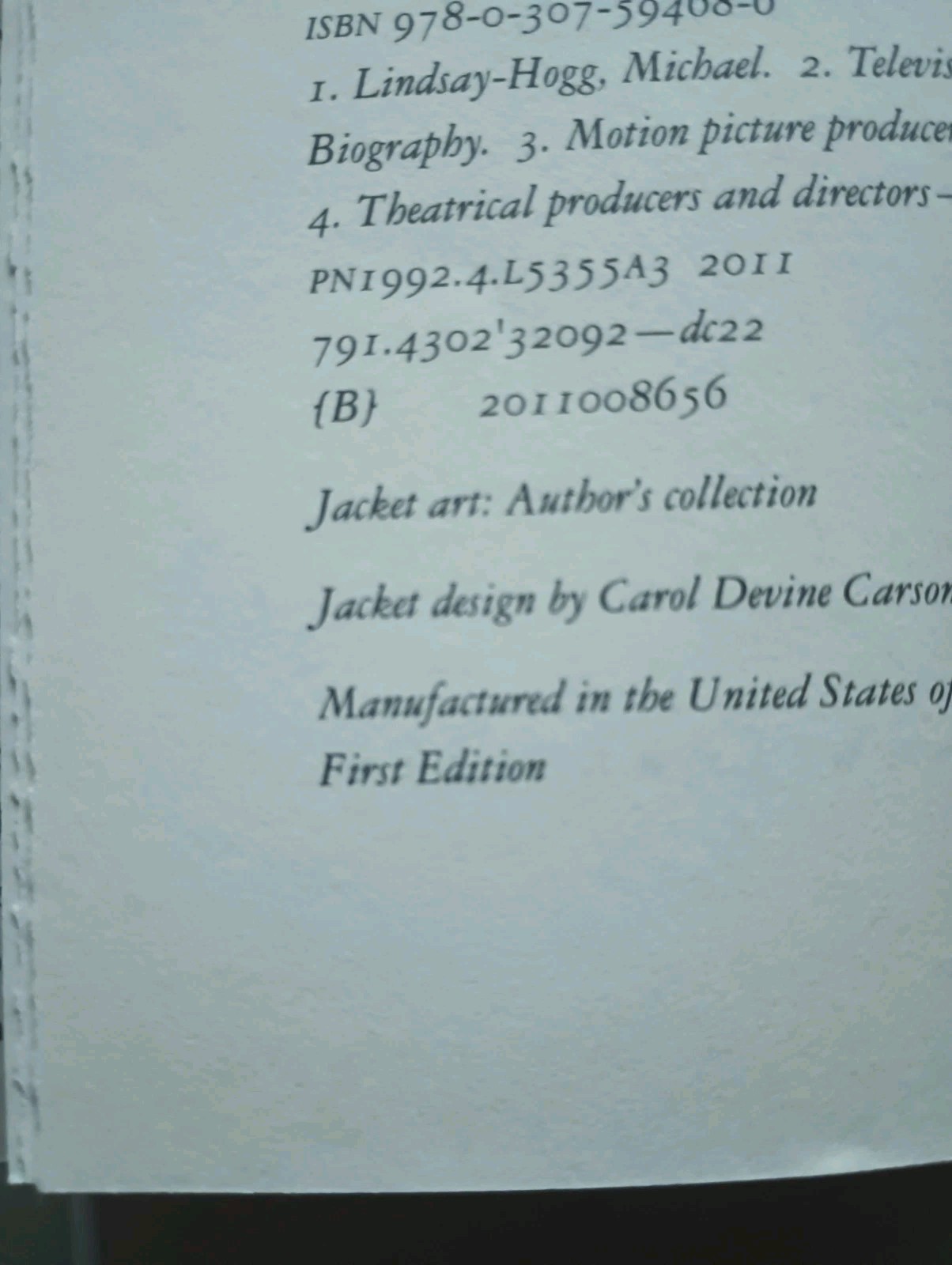 Luck and Circumstance (2011) SIGNED Michael Lindsay-Hogg First Edition HC DJ