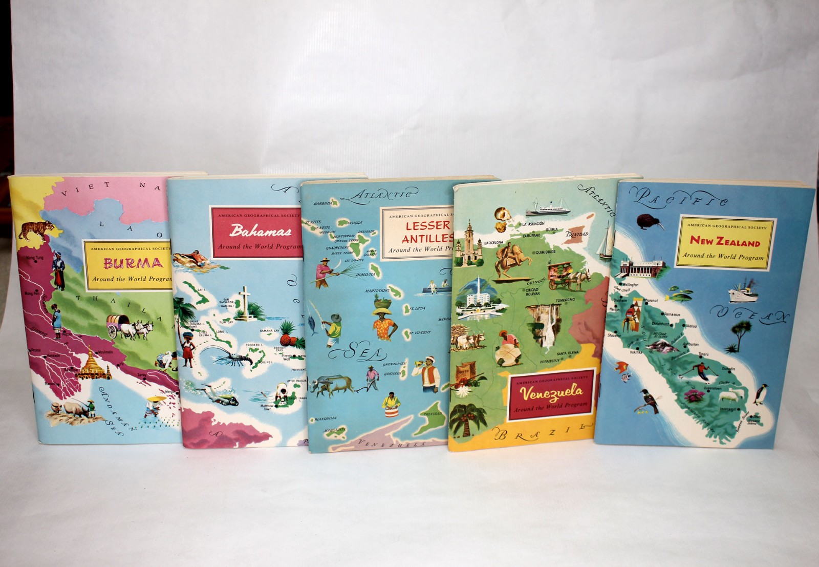 AMERICAN GEOGRAPHICAL SOCIETY Around The World Program 5 Books Burma Bahamas