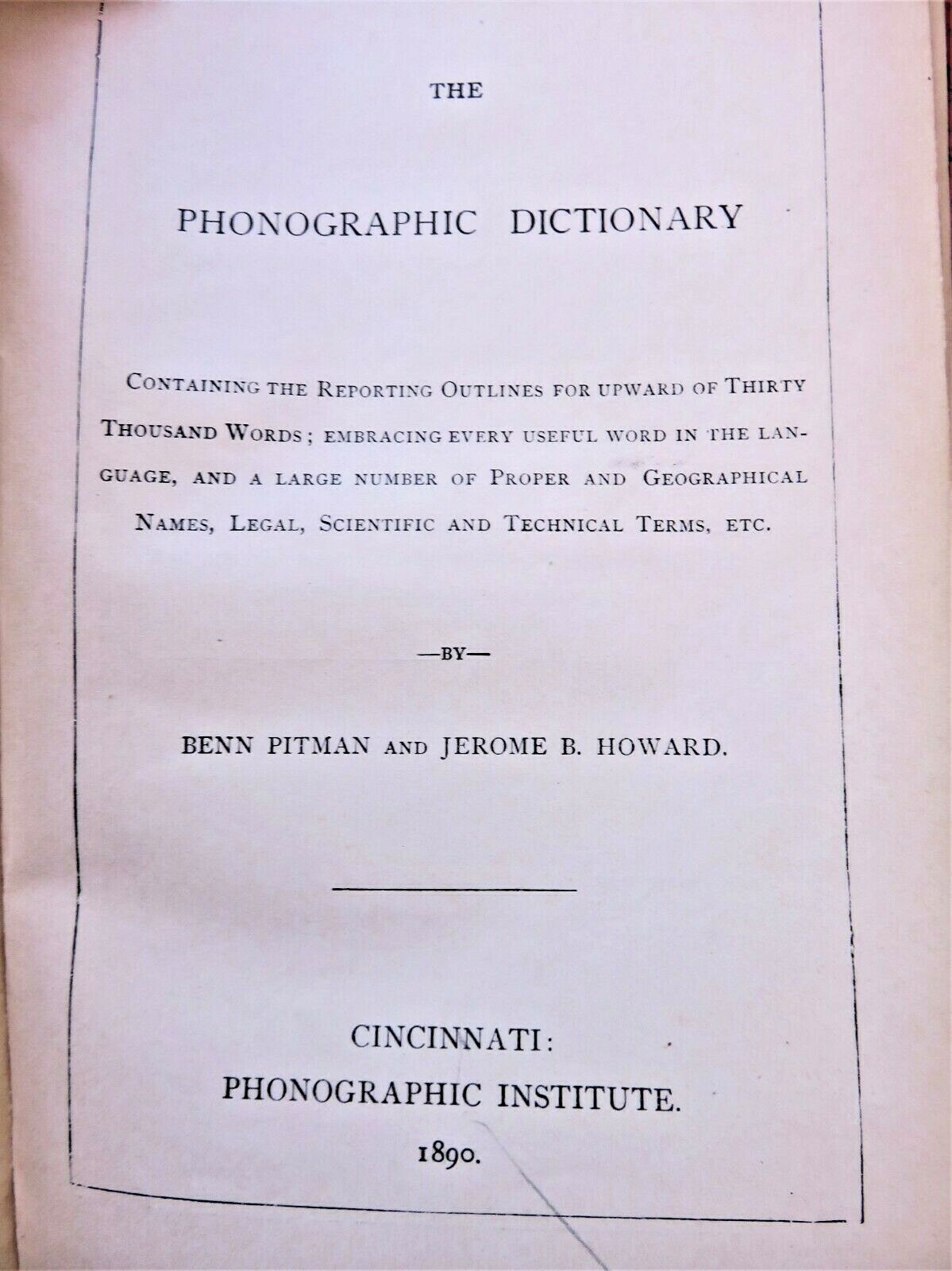The Phonographic Dictionary 1890 Remington Typewriter Advertisement Shorthand