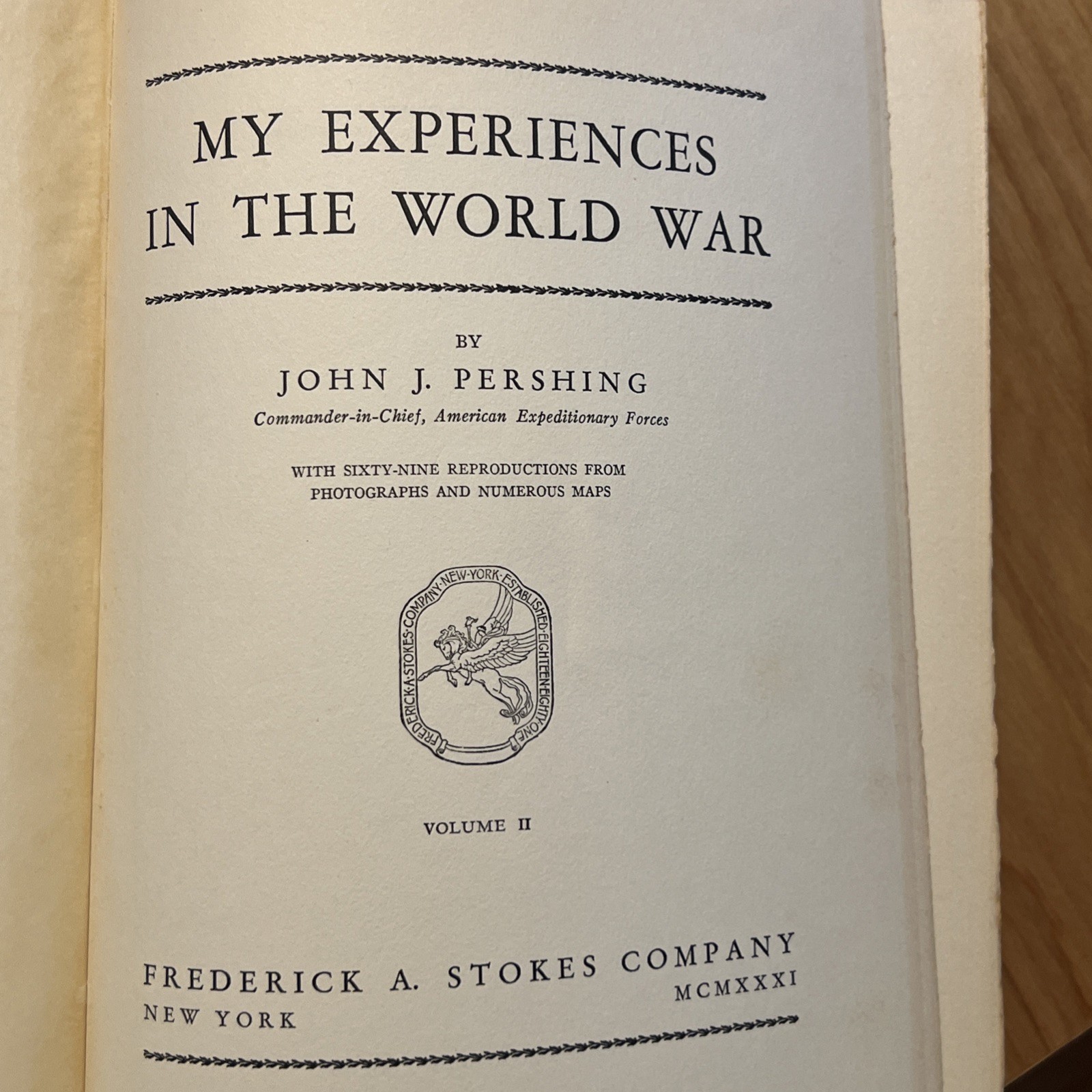 My Experiences In the World War by John J. Pershing 1931 HC / Volume 2 Only