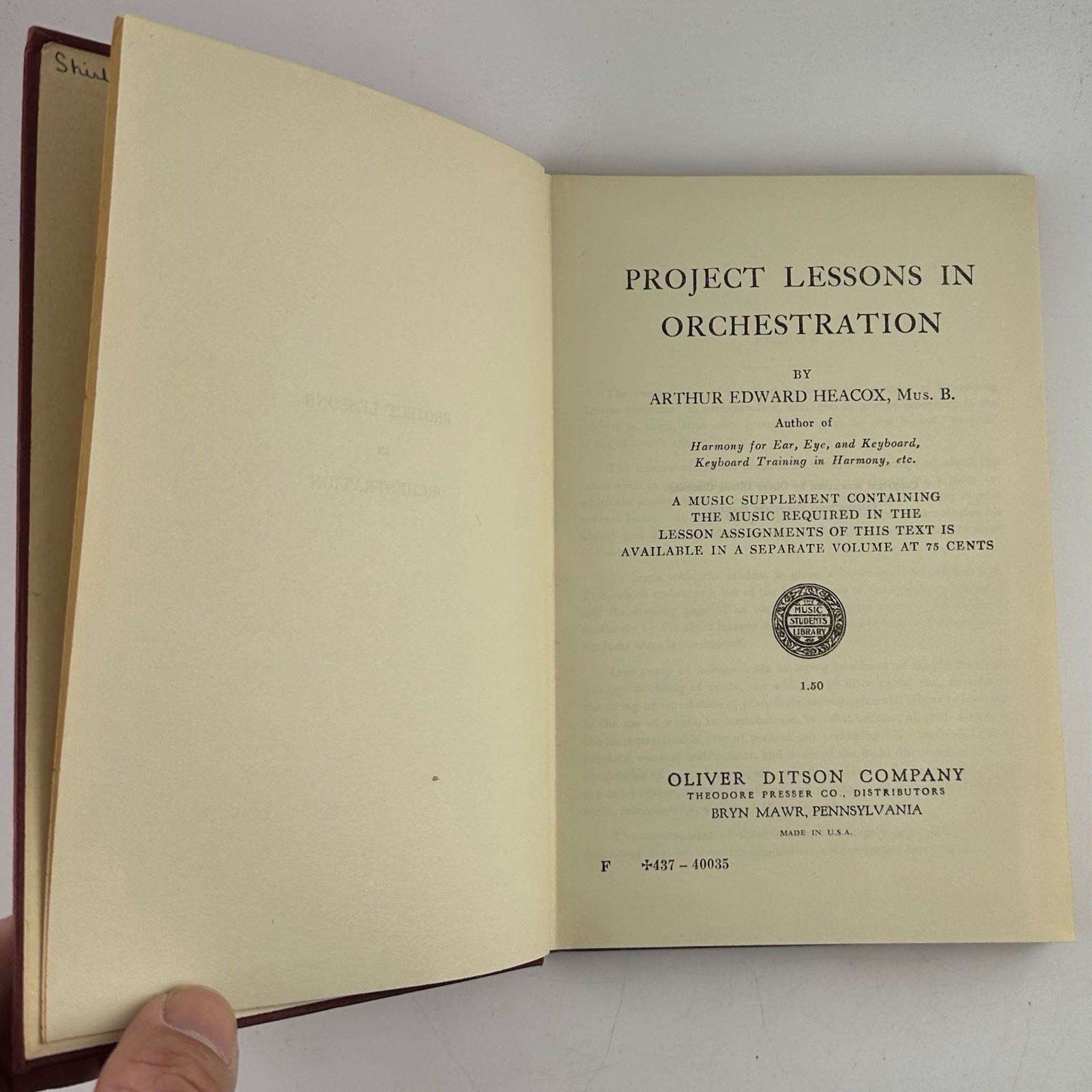 Project Lessons in Orchestration Arthur E. Heacox 1928 HC Oliver Ditson