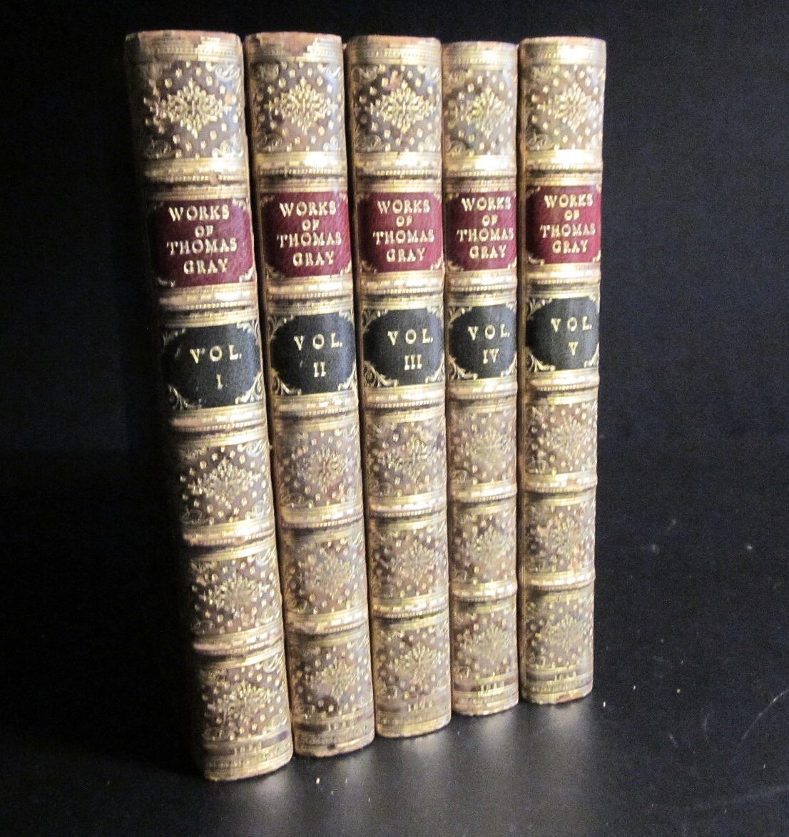 Thomas Gray Works,(1836) Leather bound by Riviere-5 vols.
